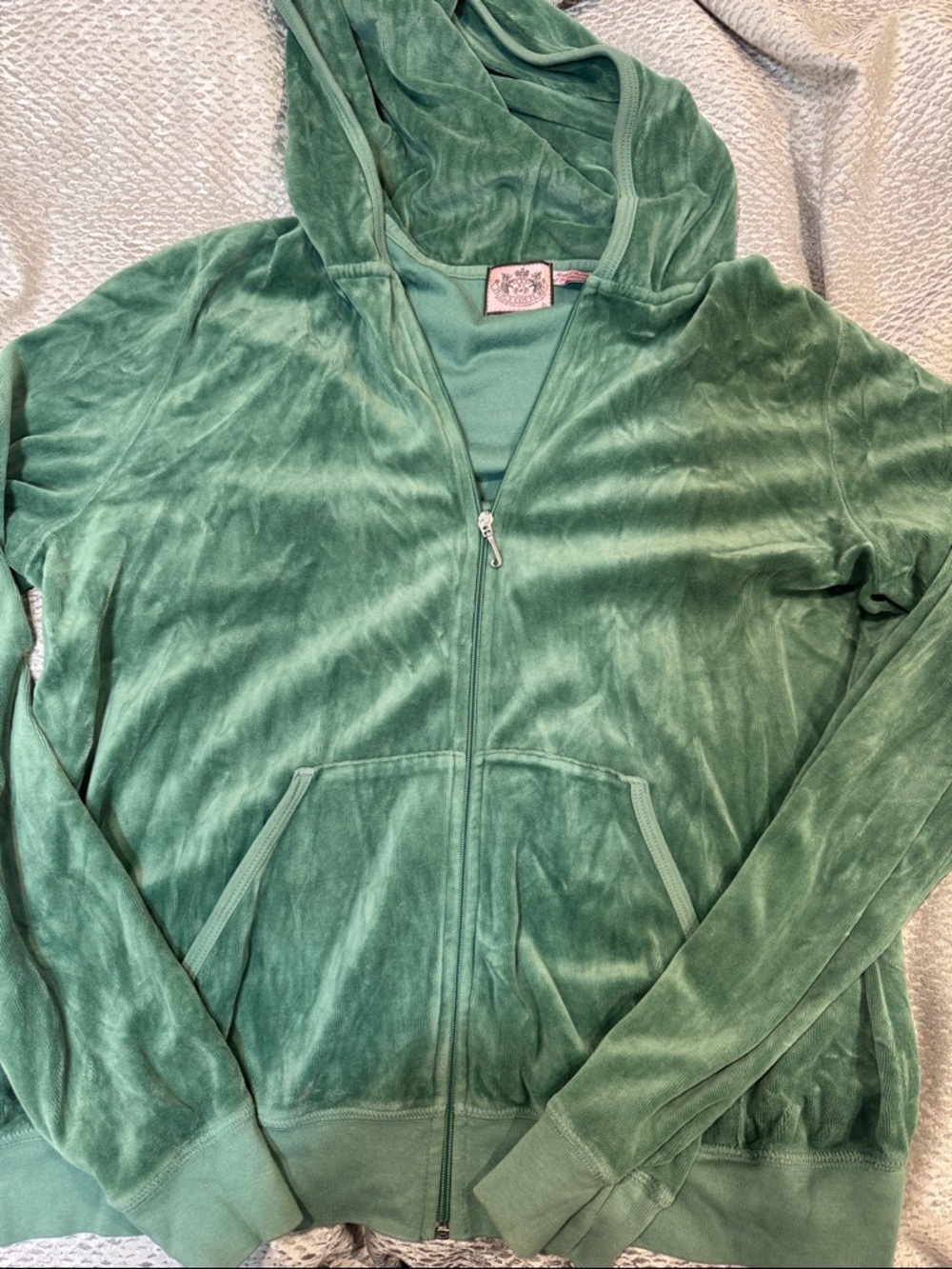 Juicy Couture Sage Green Velour Zip Hoodie